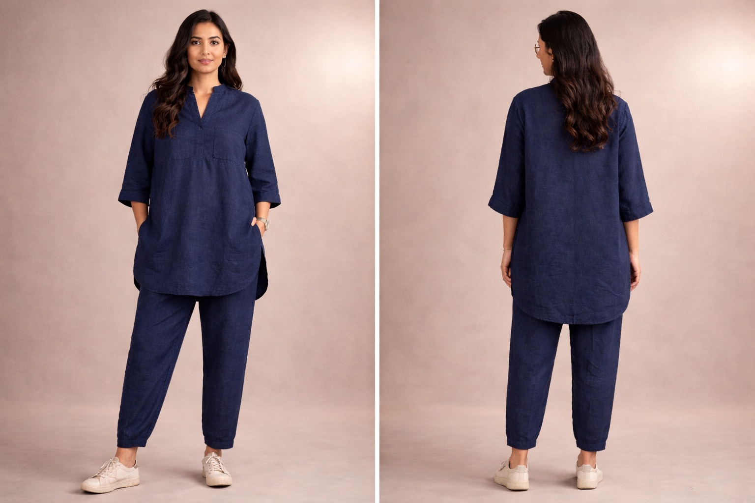 Cotton Linen Afghani Co-Ord Pant Set - Image 3