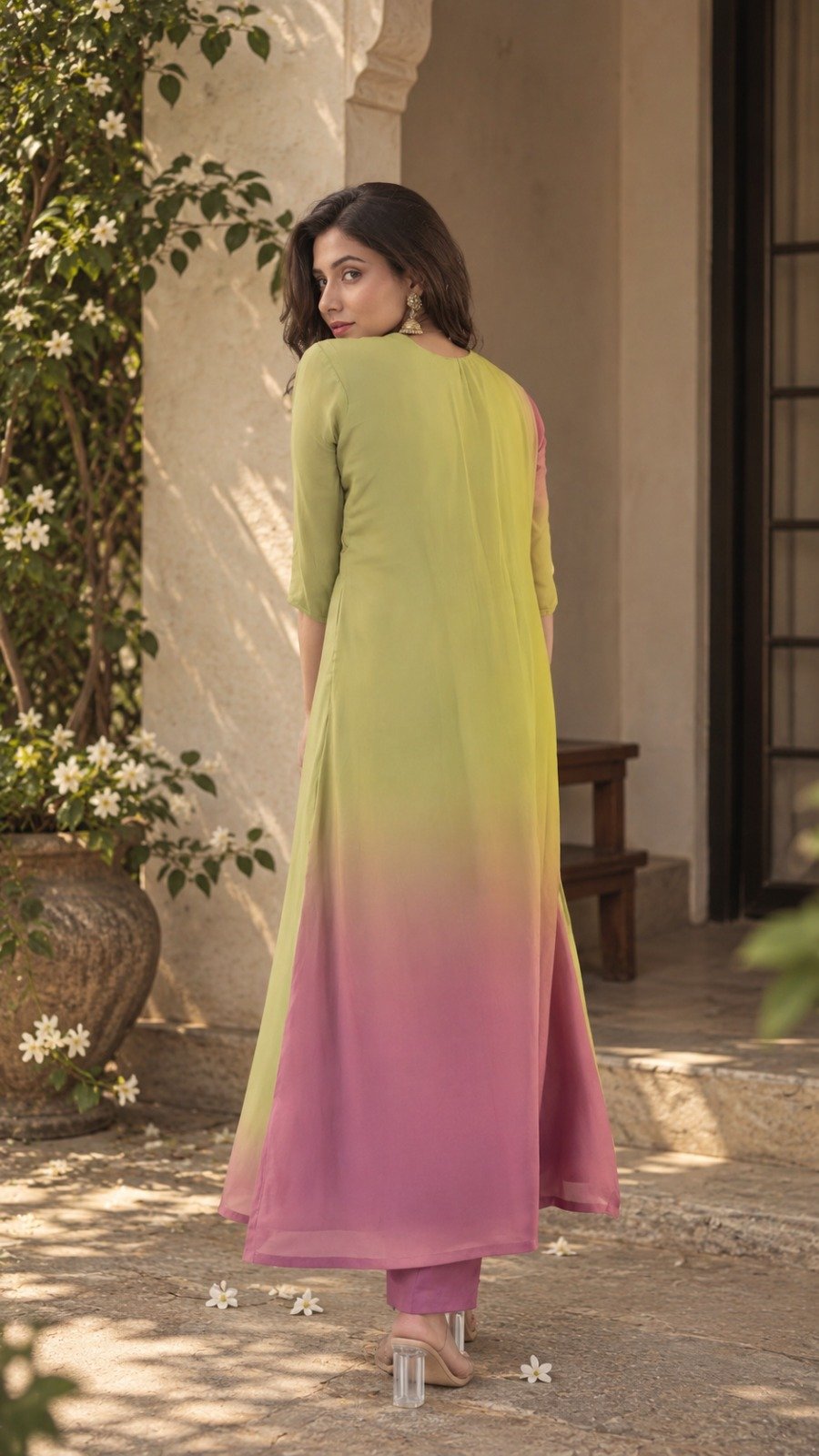 Ombre Handwork Kurta Set - Image 3