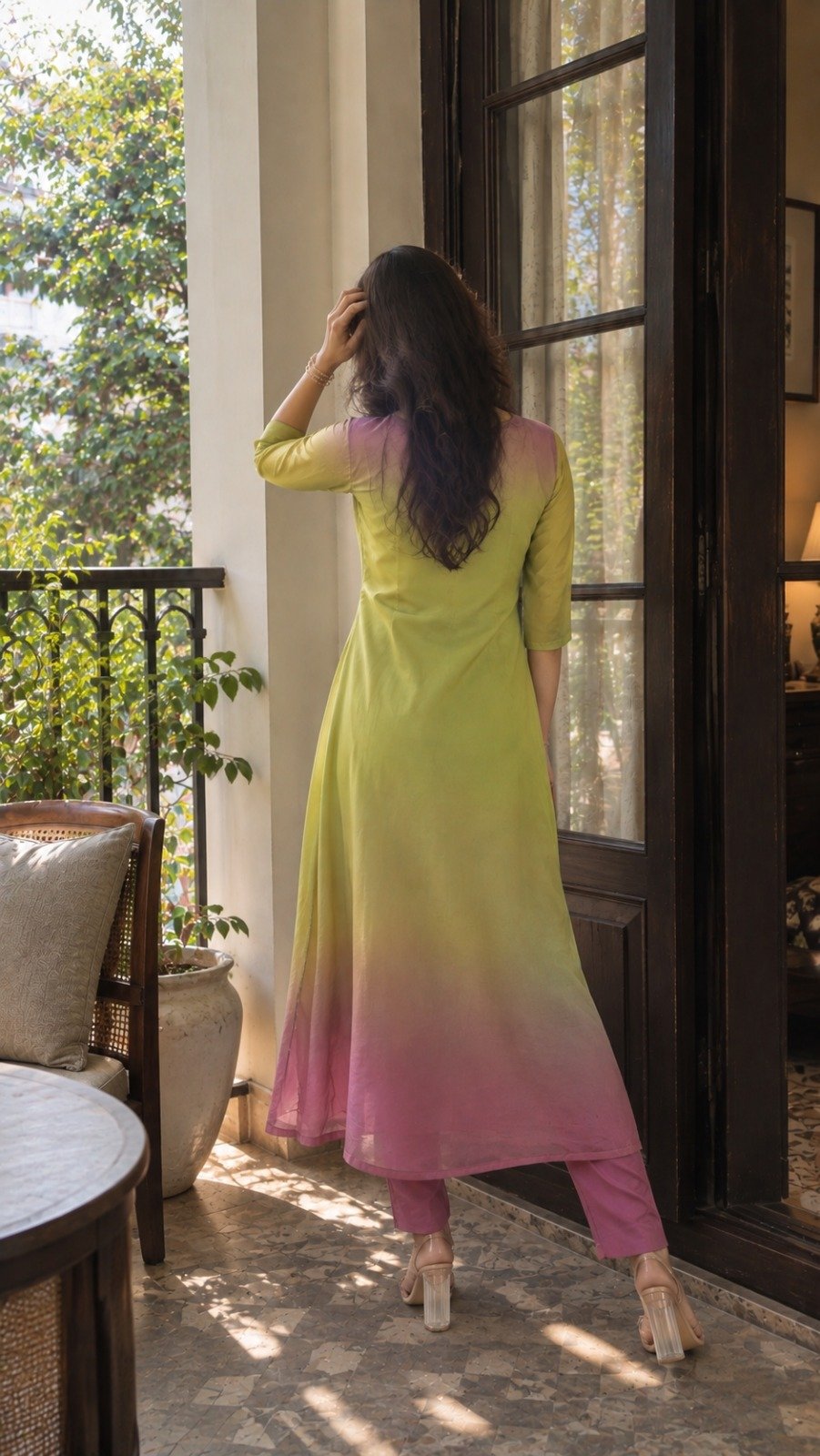 Ombre Handwork Kurta Set - Image 5